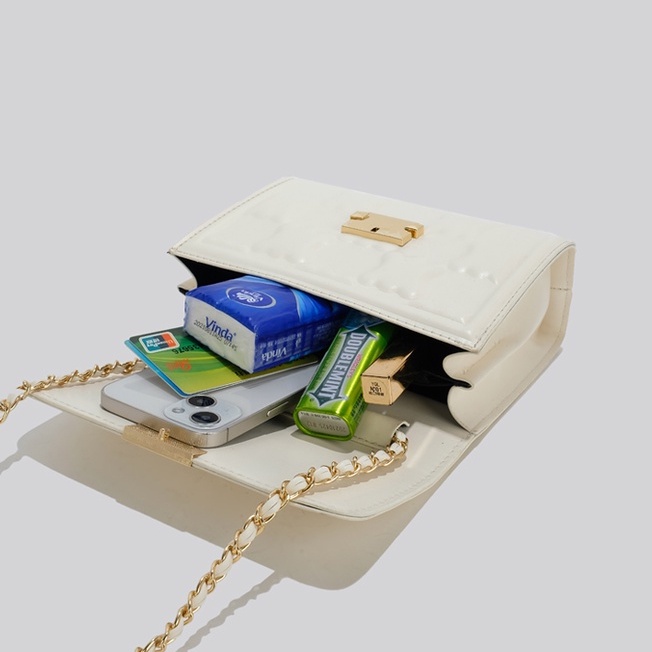 🌸Hàng Order🌸 Túi Xách Nữ CEEKAY Da Trơn Dập Vân Nổi Nắp Gài Quai Da Phối Xích Quả Lắc Sang Chảnh Nữ Tính🌸Hàng Quảng Châu