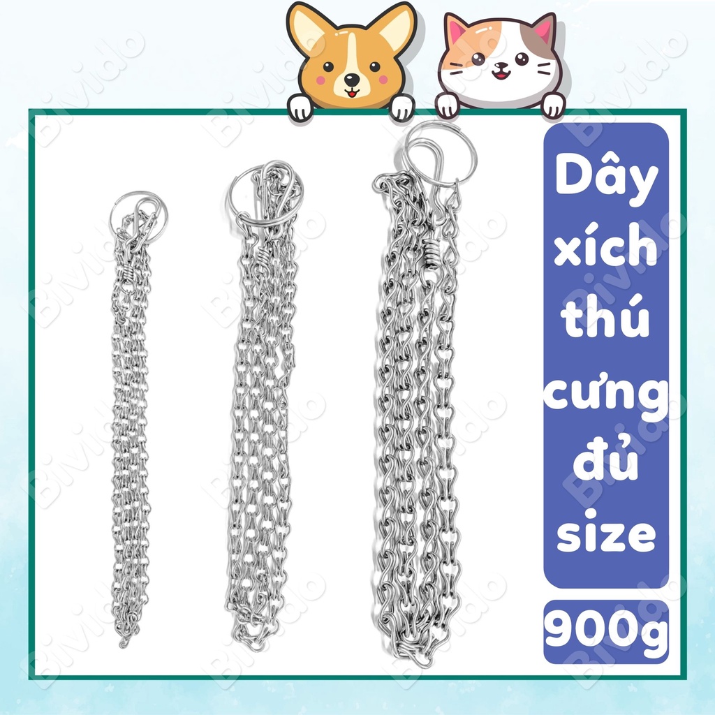 Dây xích Inox thú cưng cho chó mèo đủ size - Bivido