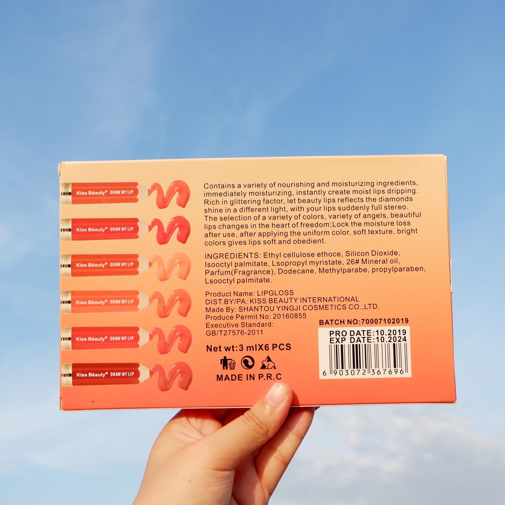 Set 6 son kem bút chì Kiss Beauty draw my lips velvet lipgloss No.70007-03 NPP Shoptido | BigBuy360 - bigbuy360.vn
