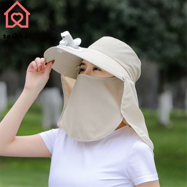 Giảm giá hot Mũ chống nắng thể thao ngoài trời có quạt + Che cổ che nắng
