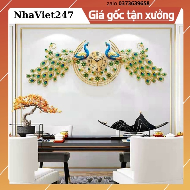 Đồng Hồ Treo Tường Trang Trí Chim Công-Mã 2888-Kt 180x60Cm-quà tặng đẹp- giá rẻ-hàng nhập khẩu-bảo hành 5 năm