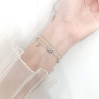 Lắc Tay Bạc Blue Peach Circle Double LT448