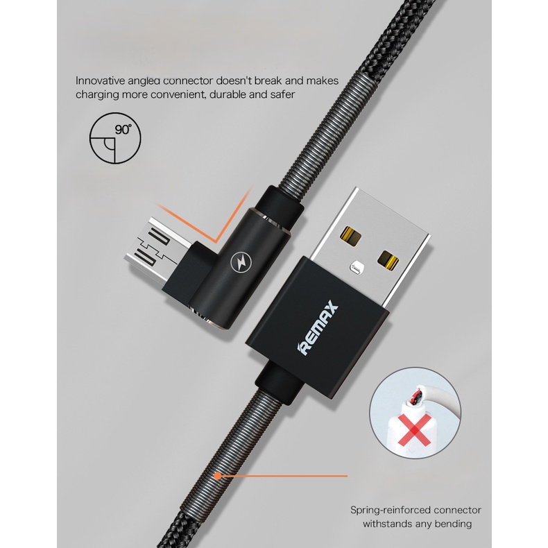 Dây sạc nhanh Remax 2.4a cổng Micro Usb Type-C thích hợp cho Iphone Android