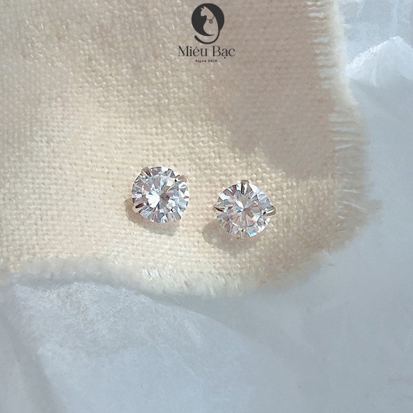 Bông Tai Bạc Nữ MIÊU BẠC Mặt 3 mm đến 6 mm phong cách thời trang Ulzzang Unisex phụ kiện trang sức nữ B000145