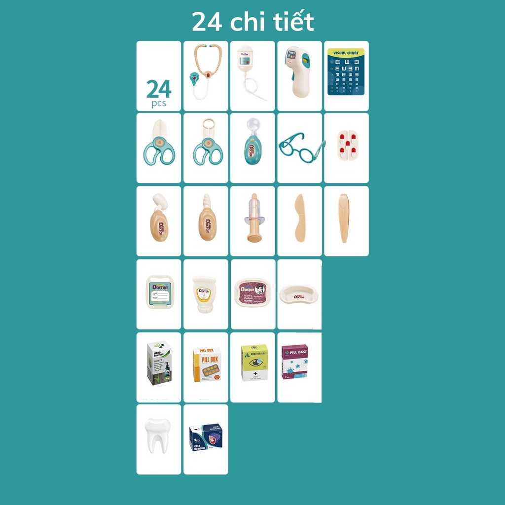 Đồ chơi bác sĩ cho bé gái, bé trai cao cấp cỡ lớn, đồ chơi nhập vai cho trẻ em BOBIKIDS BS01