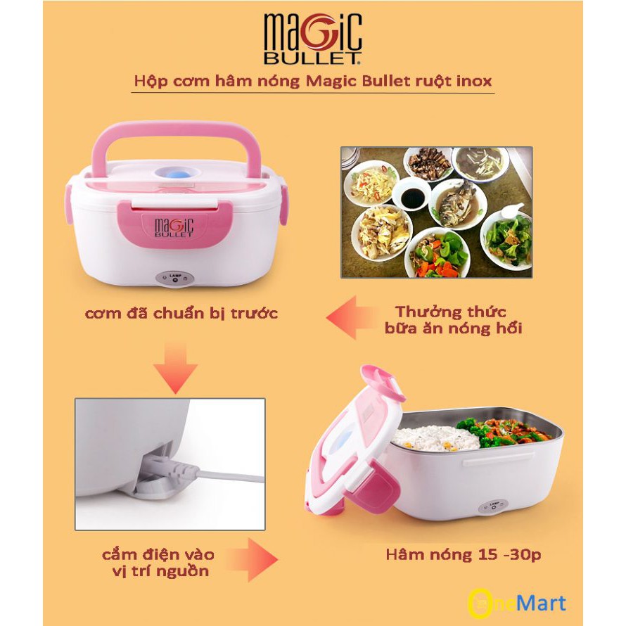 Hộp cơm hâm nóng Magic Bullet ruột inox