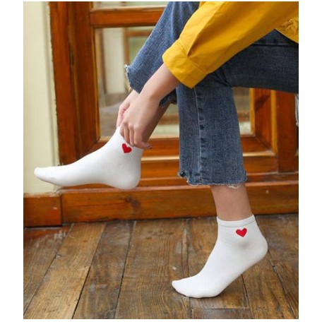 Combo 5 đôi tất nữ cổ ngắn hình tim xinh xắn - V2