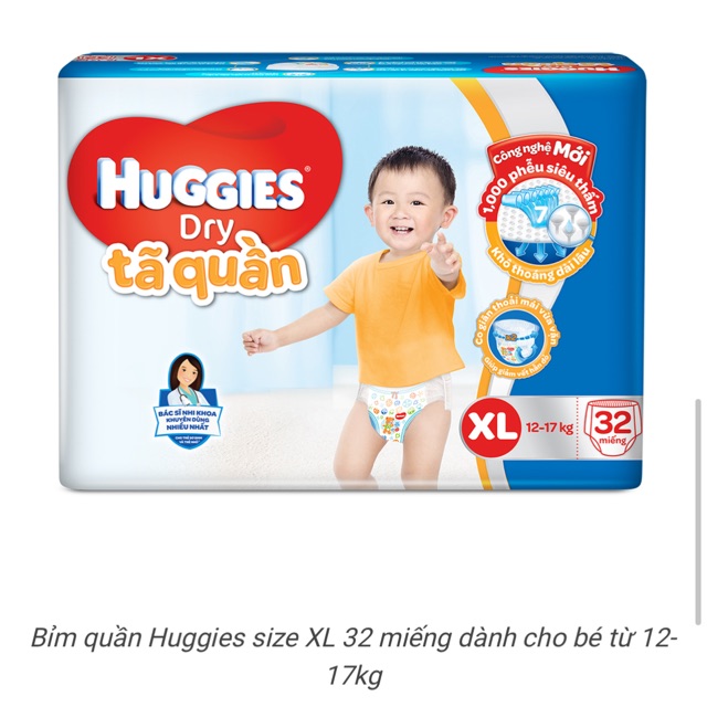 Tã quần Huggies size XL 32 miếng cho trẻ từ 12-17 kg