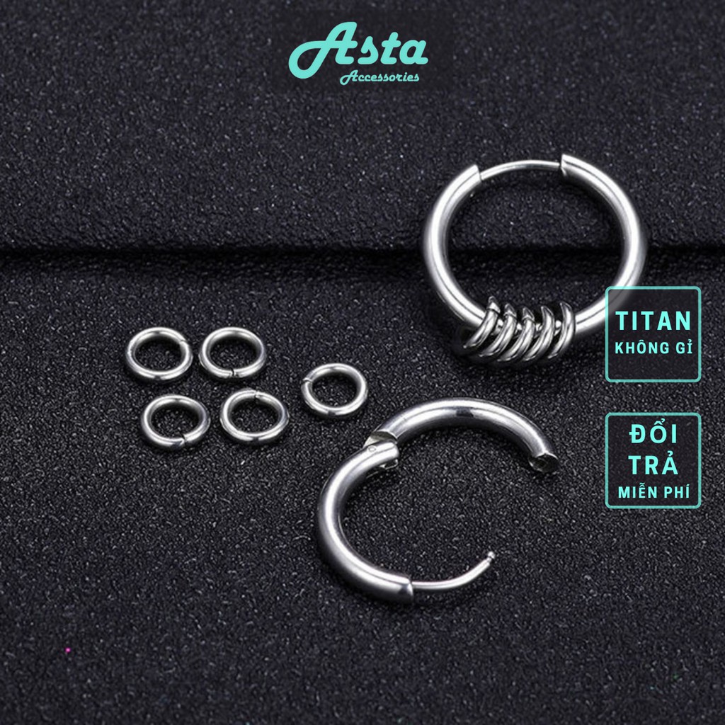 Khuyên tai nam Asta Accessories màu bạc đơn giản đẹp - Hoa tai Orn Earring
