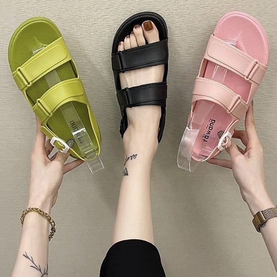 [Mã FAMAYWA2 giảm 10k đơn từ 50k] Dép Sandal nữ 2 quai ngang đế cao su cực êm chân D146