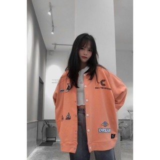 Áo khoác cardigan nữ form rộng hàn quốc thun nỉ nút bấm thời trang