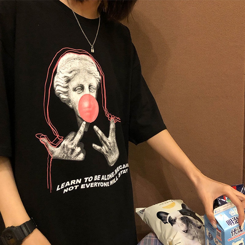 Happy-store ❤️ Áo Thun Tay Ngắn Cổ Tròn In Hình Thời Trang Độc Đáo