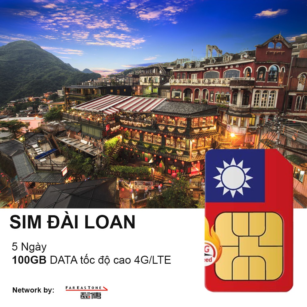 Sim Quốc tế - SIM Du Lịch ĐÀI LOAN | 5 Ngày 100GB Data 4G tốc độ cao