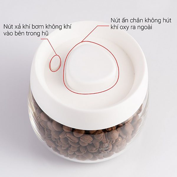 Hũ đựng cà phê thủy tinh có van hút chân không Cafede Kona  – chính hãng