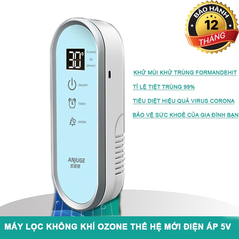 (MẪU MỚI DC 5V ) Máy lọc không khí Ozone LT0AG07 khử mùi ,khử trùng cho nhà bếp,nhà vệ sinh ,xe hơi ,phòng ngủ đến 99%