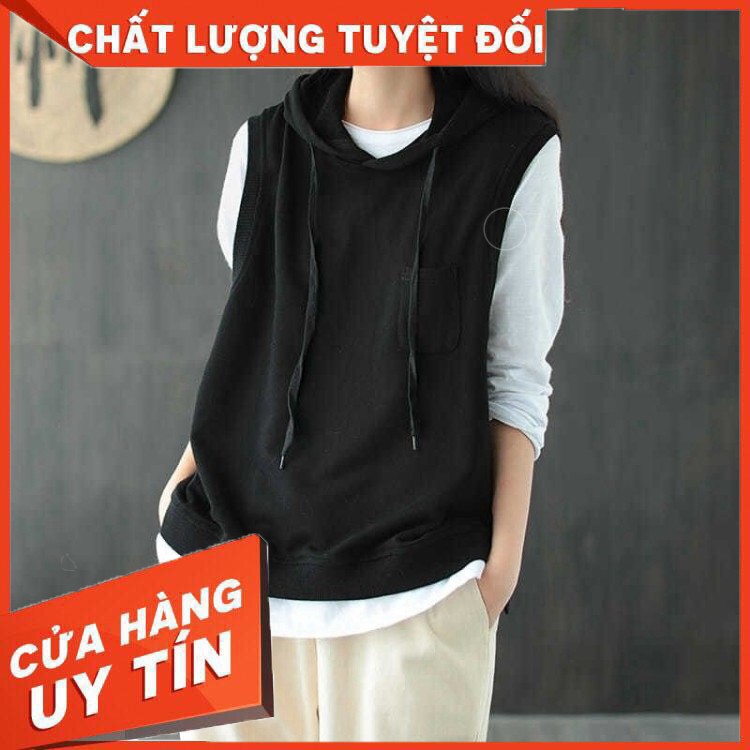 HÀNG NHẬP KHẨU -  [thời trang nữ ]Có mũ trùm đầu, áo vest, rời, áo len chui đầu, giản dị, tất cả các kết hợp, áo len khô