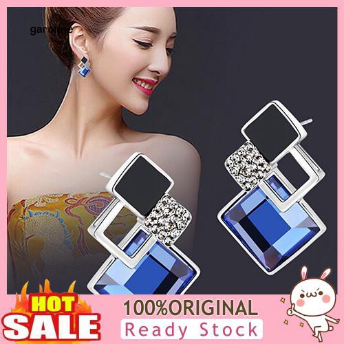 GA_Women's Fashion Rhombic Rhinestone Eardrop Korean Style Earrings Party Jewelry