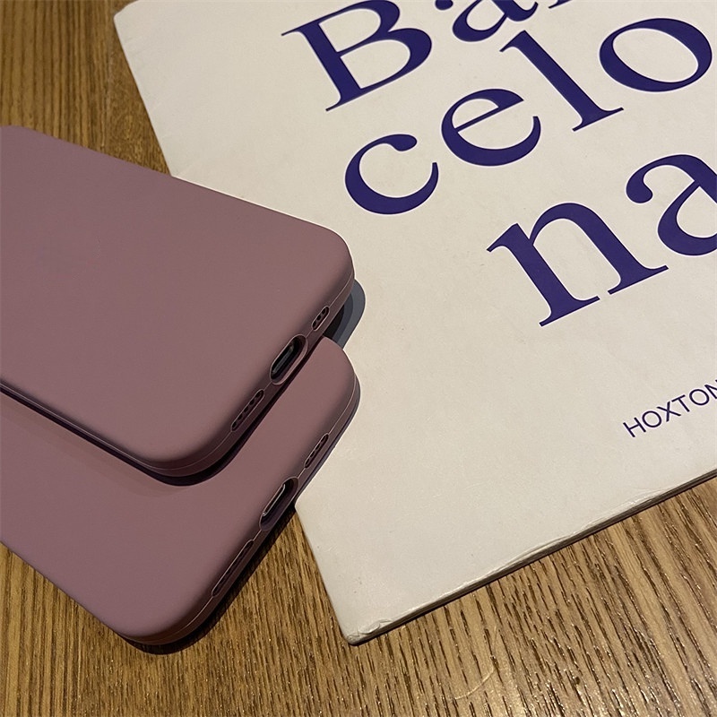 Ốp Điện Thoại Silicone Mềm Màu Tím Cho IPhone 11 12 13 14 Pro Max X XS Max XR 7 8 Plus