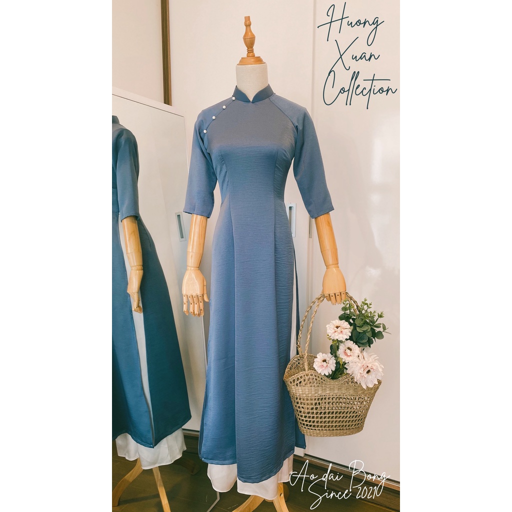 [ Áo dài Bống] Set áo dài cách tân dáng xuông chất liệu vải lụa ngọc trai cấp dành cho nữ, mẫu áo dài thiết kế năm 2022 | BigBuy360 - bigbuy360.vn