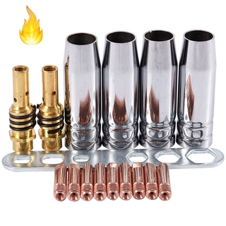 Bộ 2 thanh kết nối + 4 tấm che vòi phun +1 tấm + 10 đầu nối vòi hàn 15ak Mig / Mag 0.8x25mm M6
