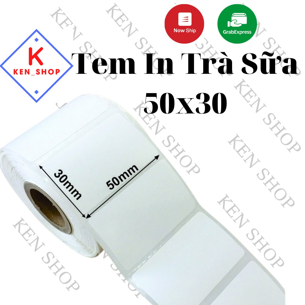 Giấy in tem trà sữa 50x30 (950 tem), 40x30 ( 800 tem) decal nhiệt, giấy in tem dán trà sưa, trà chanh.