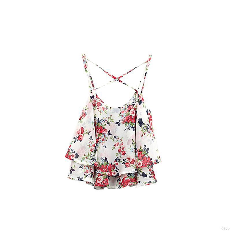 Áo Croptop Chất Chiffon Hoạ Tiết Hoa Thời Trang Mùa Hè Cho Phái Nữ