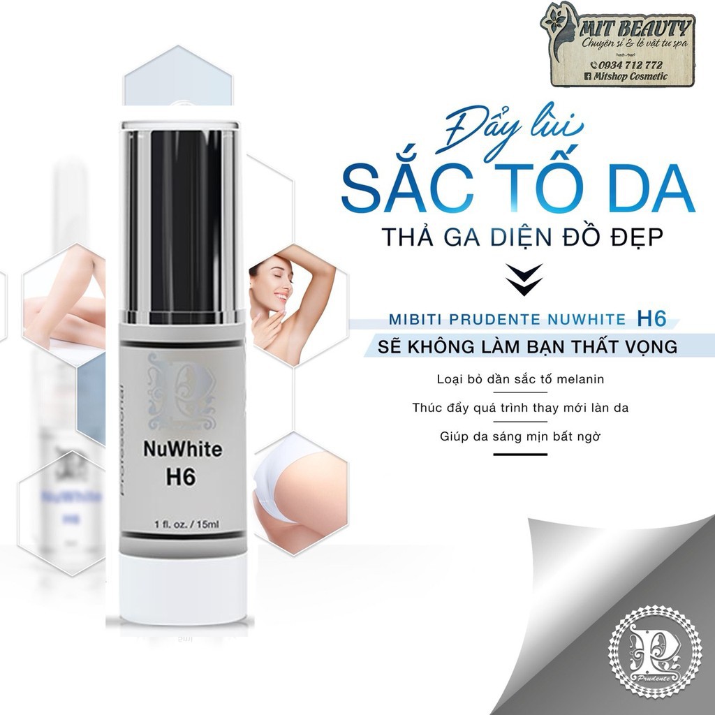 Kem hỗ trợ thâm nách bẹn mông Mibiti Prudente Nuwhite H6 15ml có tem chống hàng giả