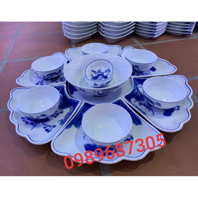 Bộ bày thức ăn hoa mặt trời vẽ sen full set