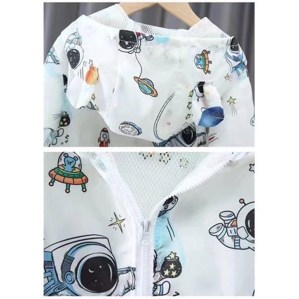 Áo khoác gió lưới chống nắng hoạ tiết Doraemon/Phi hành gia cho bé gái & bé trai  N01226