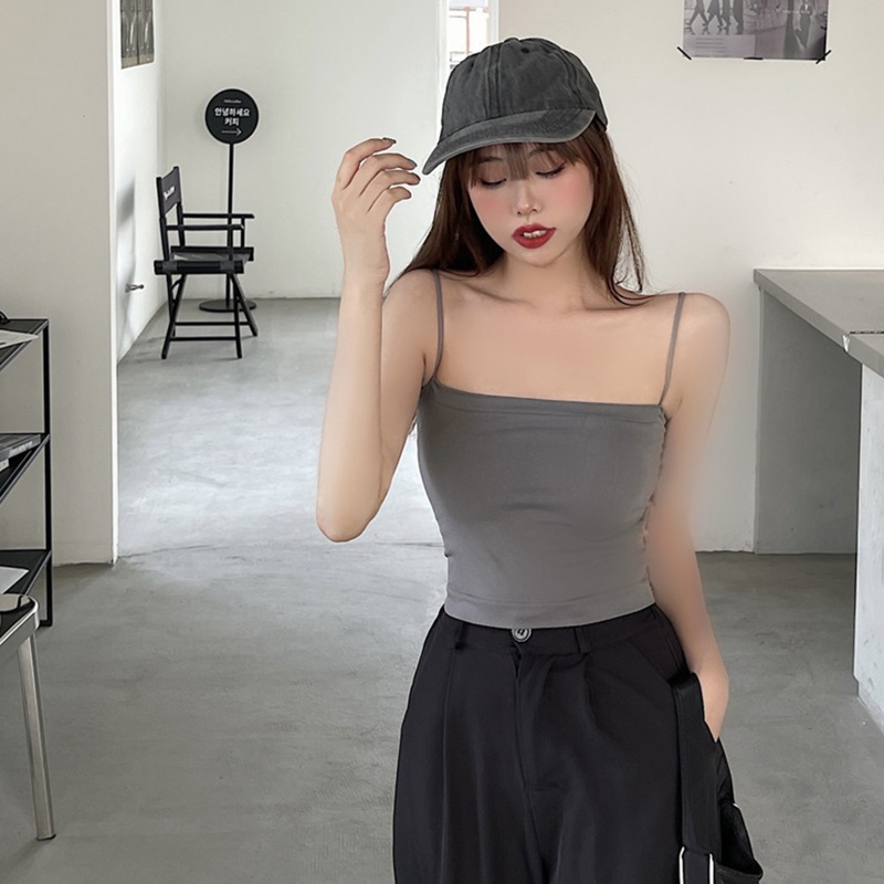 Brroa Áo Ống Hai Dây Có Đệm Ngực Màu Trơn Đơn Giản Cho Nữ