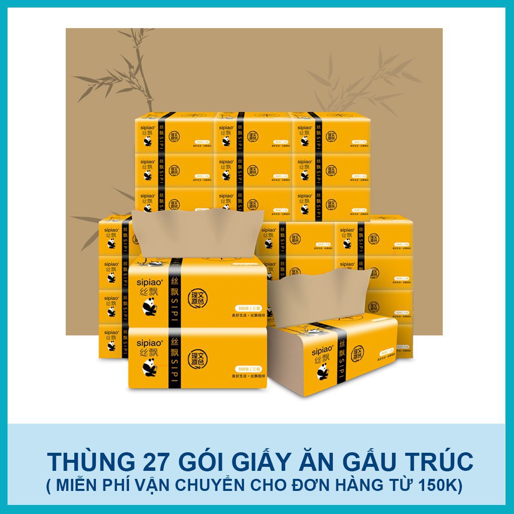 Thùng giấy ăn gấu trúc tự nhiên 27 gói, mỗi gói 300 tờ[Giảm giá sốc]