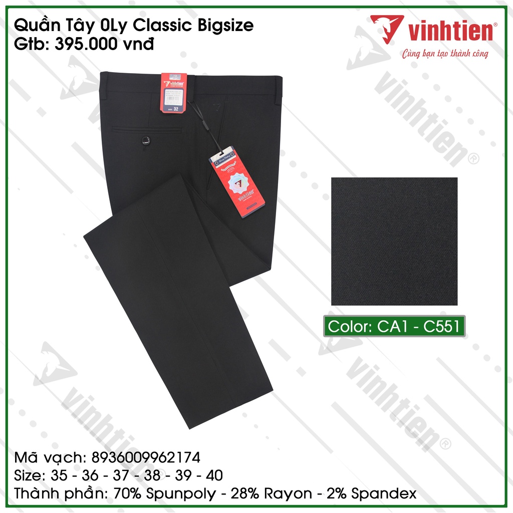 Quần Tây 0ly Bigsize Form Regular Vĩnh Tiến 395