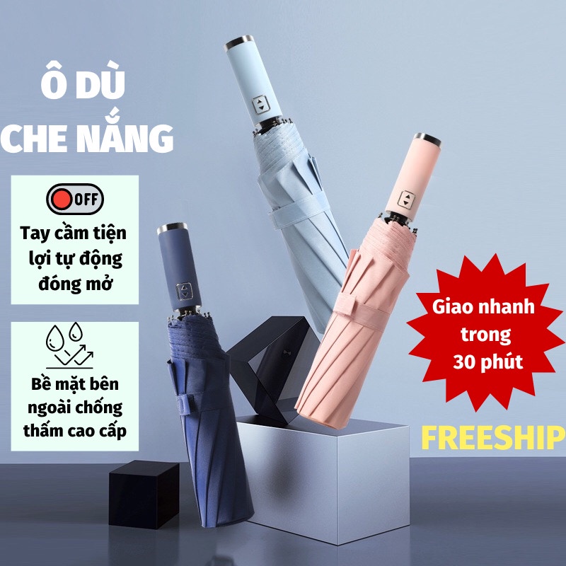 Ô Gấp Gọn Dù Che Mưa Nắng Vải Dù Cao Cấp Chống Thấm Tia Uv Có Đèn Led Dù Che Mưa Toki