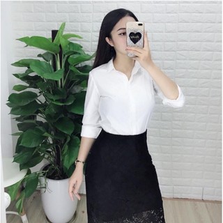 Áo sơ mi nữ trắng công sở uni lụa mềm mịn