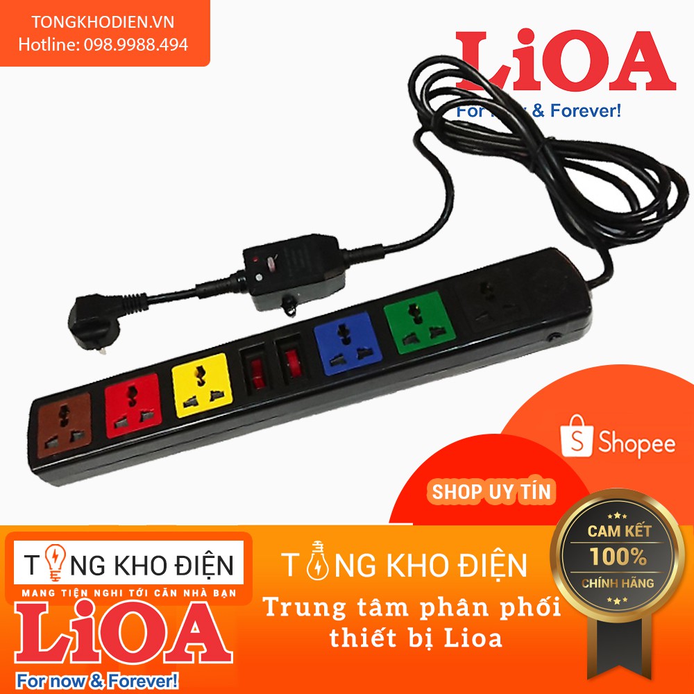 [CHỐNG GIẬT] Ổ cắm điện đa năng LiOA, 6 ổ cắm đa năng, dây dài 3m