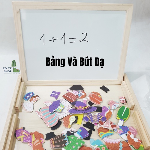 Xếp hình nam châm chủ đề động vật, lắp ráp trang phục động vật Twelve Zodiac kèm bảng đen và phấn,bút dạ MWZ-2003