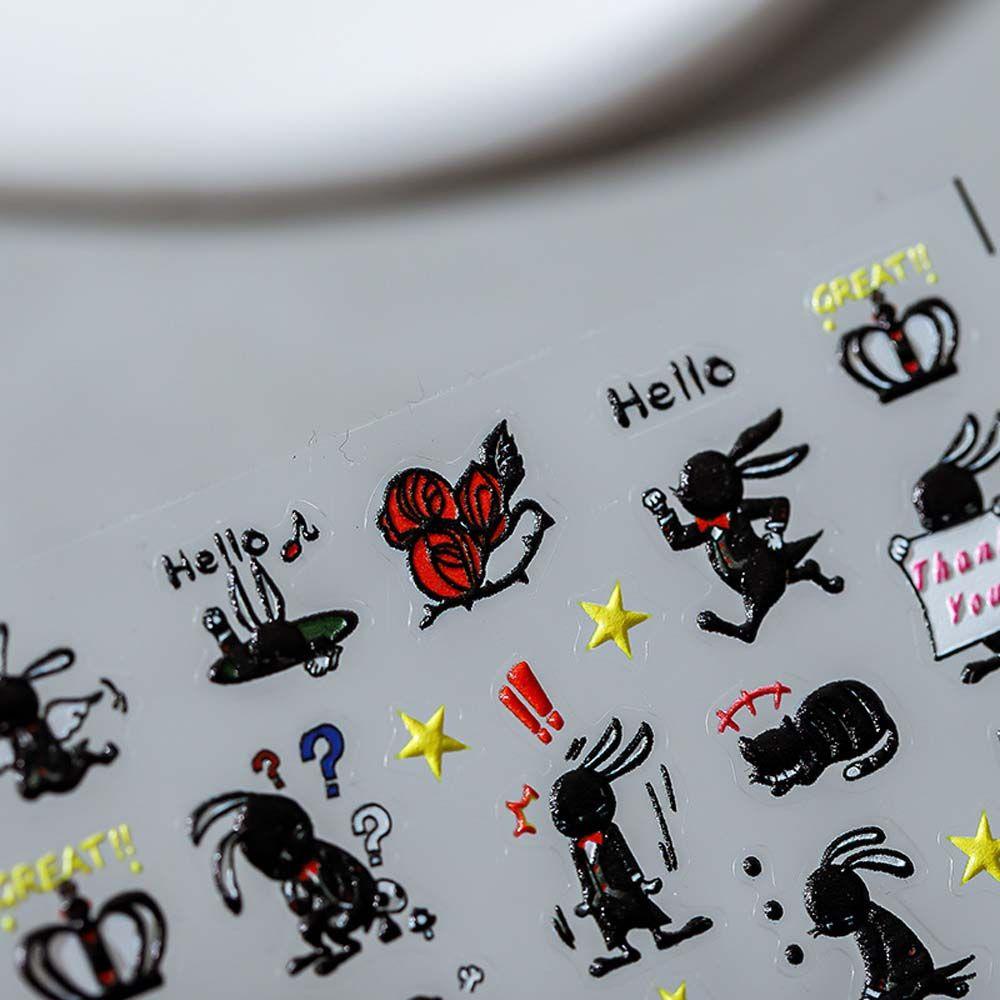 Miếng Dán Trang Trí Móng Tay Họa Tiết Hoạt Hình Thỏ / Kem / Ngôi Sao Xinh Xắn