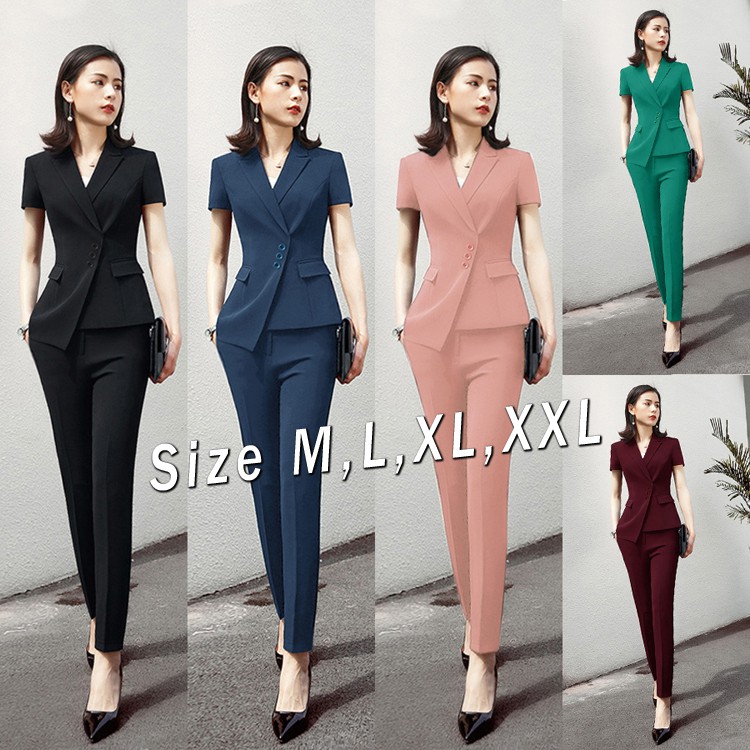 Set nguyên bộ vest quần ống ôm 2 túi giả xinh xắn