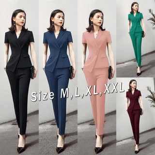 Set nguyên bộ vest quần ống ôm 2 túi giả xinh xắn