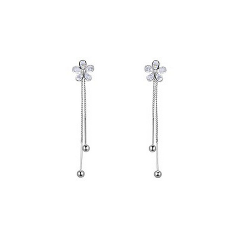 Bông Tai Mạ Bạc 925 Hình Hoa Tua Rua Đính Đá zircon Phong Cách Vintage Cho Nữ