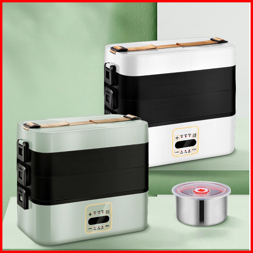 Hộp cơm cắm điện 2 tầng 4 ngăn inox giữ nhiệt hâm đóng và tự nấu chín thức ăn, Cà Men Đựng Cơm Đi Làm