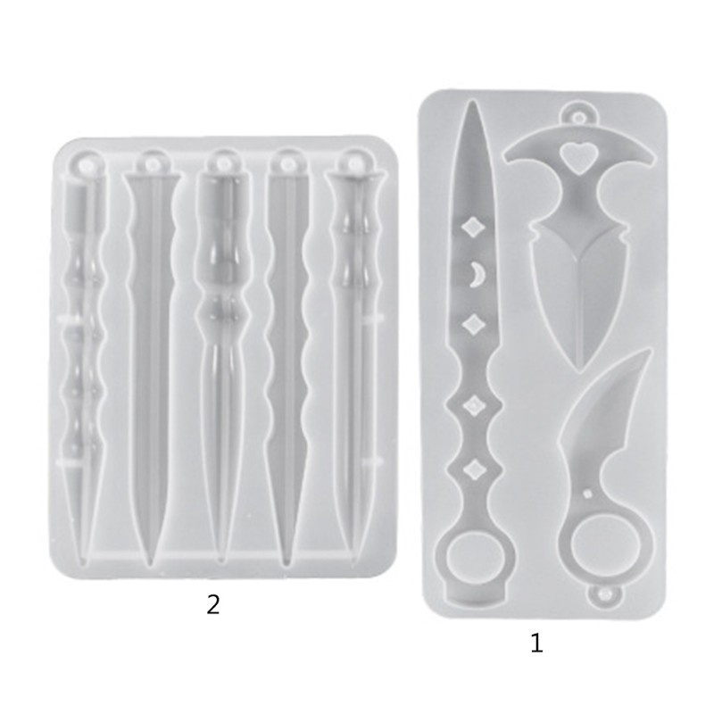 Khuôn nhựa silicon đổ resin hình dao dài, dao xoay đồ chơi