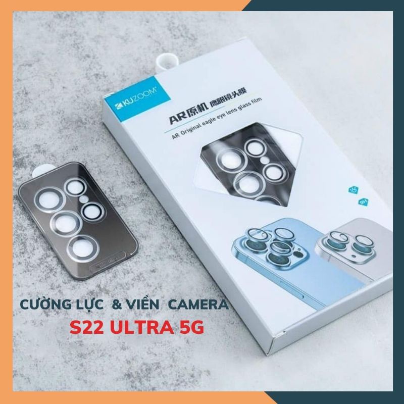 Bộ 5 dán mắt Camera Kuzoom cho Samsung S22 Ultra trong suốt chính hãng