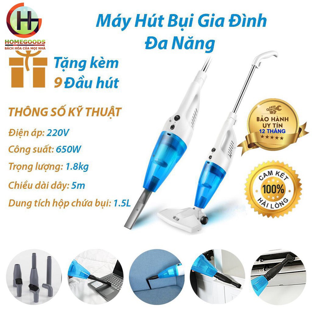 【Tặng kèm 9 đầu hút】Máy Hút Bụi Gia Đình Cầm Tay Tiện Dụng_ có bảo hành