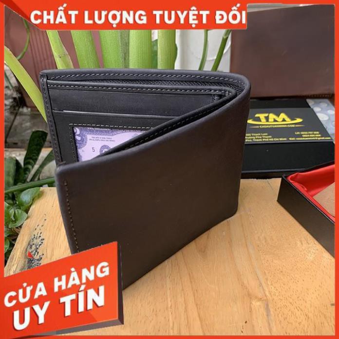 [ Da Cao Cấp 100% ] Ví Nam Da Bò Thật 100% Dây Kéo Bằng Đồng Cao Cấp VB27 | BigBuy360 - bigbuy360.vn