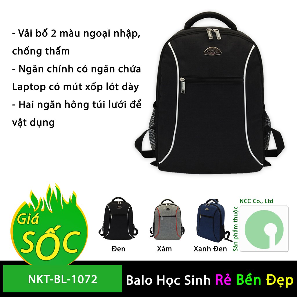 Balo túi xách giá rẻ chứa Laptop - nhiều ngăn - phù hợp các bạn sinh viên, dân văn phòng - NKT-BL-1072 (Nhiều màu)