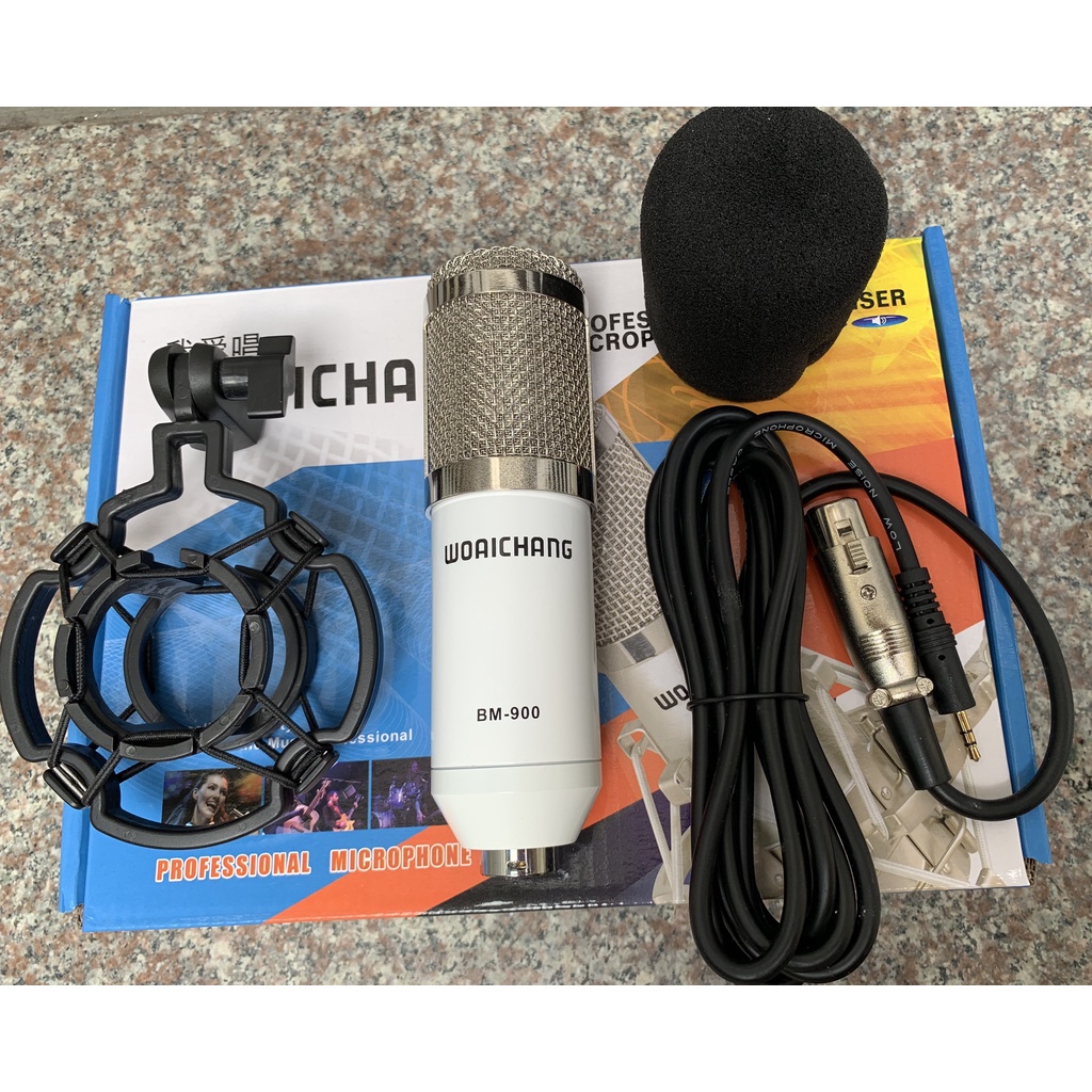 Micro Thu Âm Woaichang BM 900 trắng sữa được nâng cấp chất âm và độ nhạy