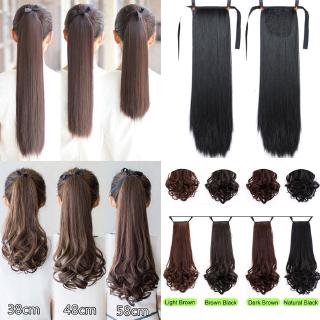 Tóc giả đuôi ngựa thẳng dài uốn xoăn màu đen/nâu