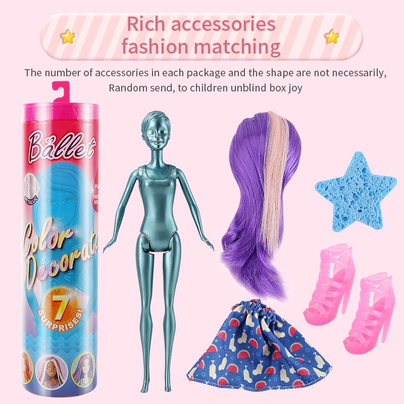 Búp Bê Barbie Đồ Chơi Thay Đổi Màu Sắc Theo Nhiệt Độ Nước Độc Đáo