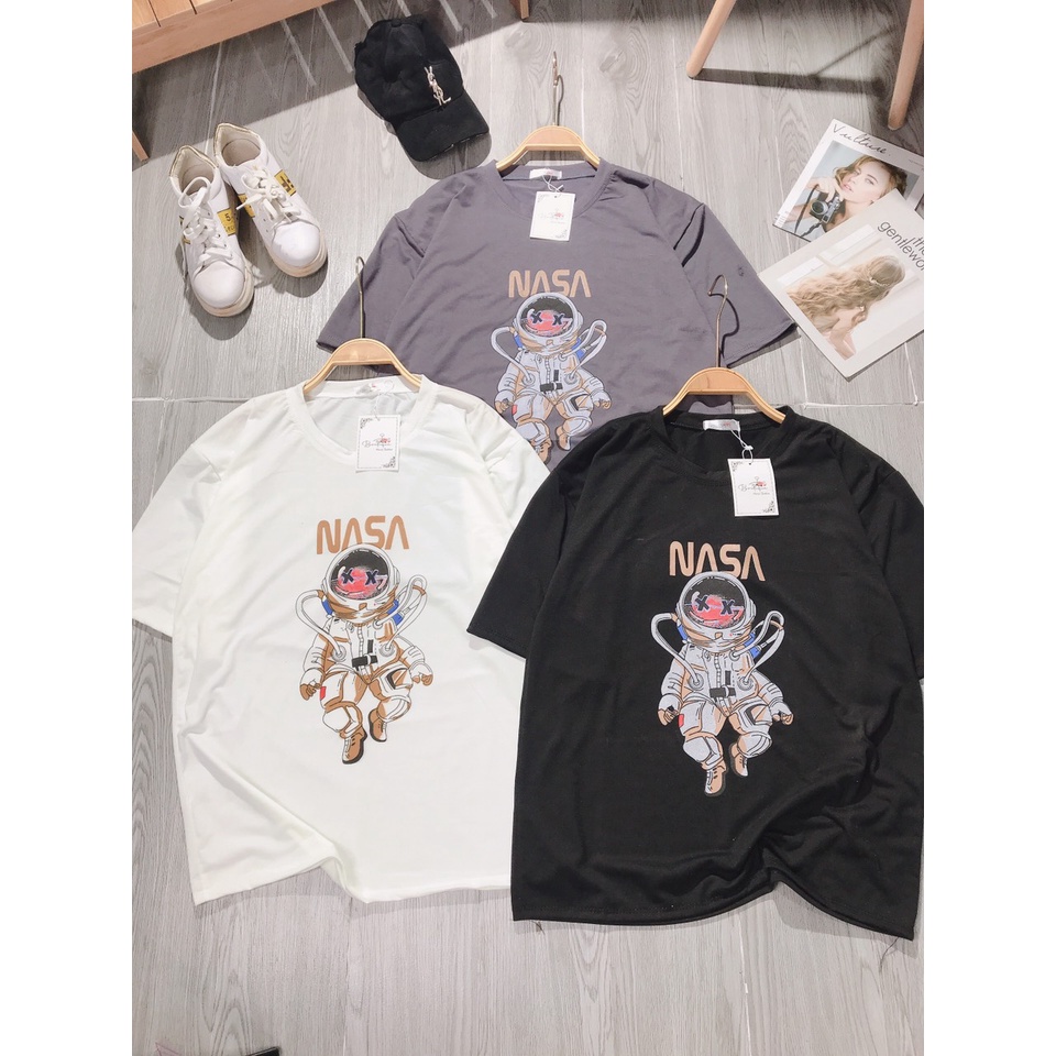 [ hình ảnh video thật ] Áo Thun Tay Lỡ Unisex NASA  Áo Phông Nam Nữ Form Rộng,